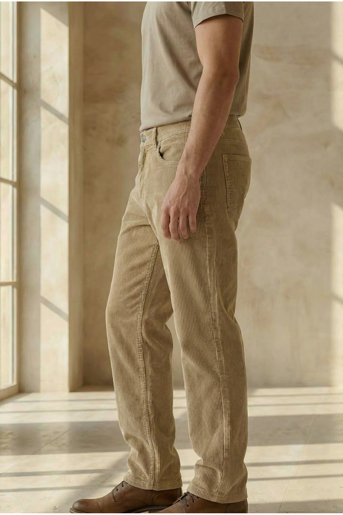 Мужские удобные брюки-карго светло-коричневого цвета