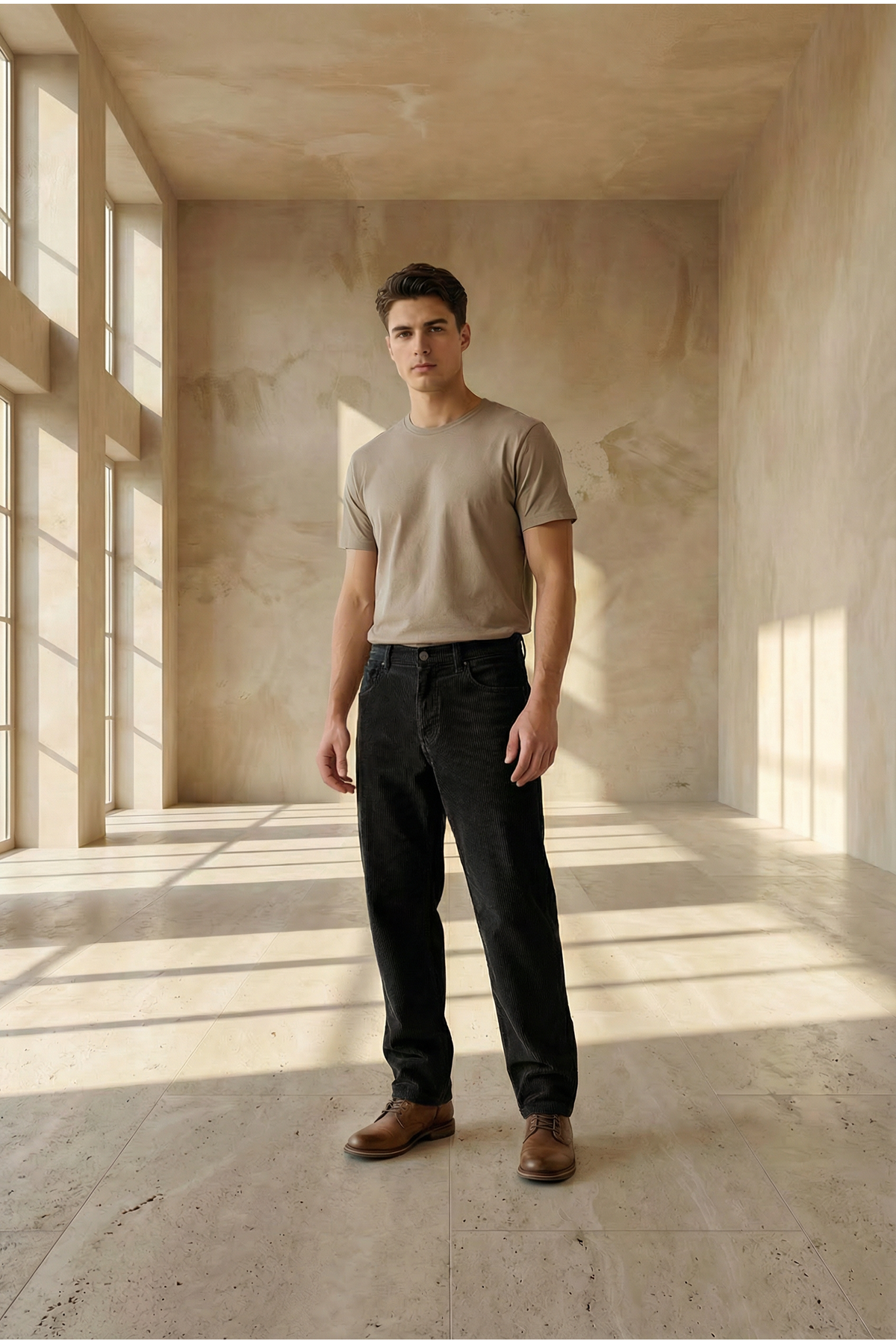 Мужские удобные брюки-карго светло-коричневого цвета