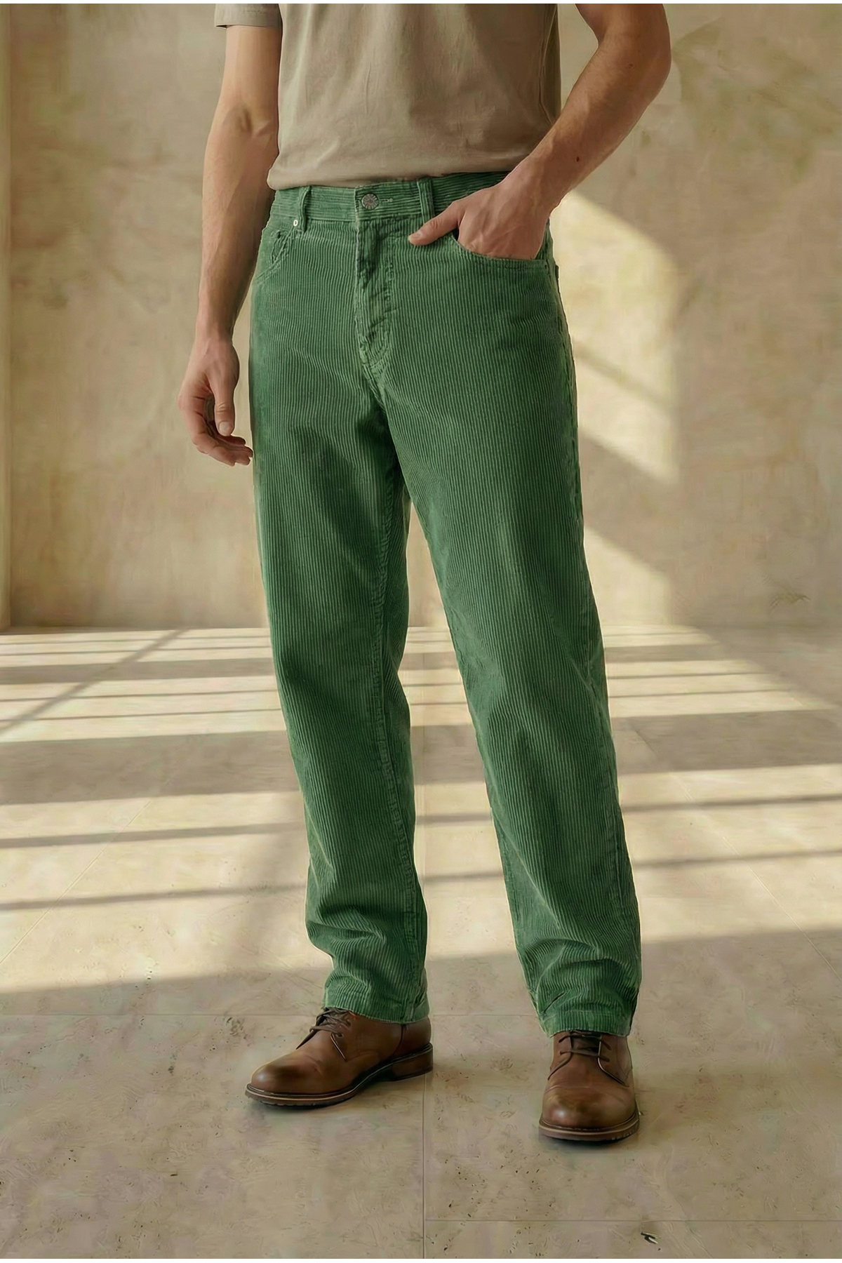 Мужские удобные брюки-карго светло-коричневого цвета