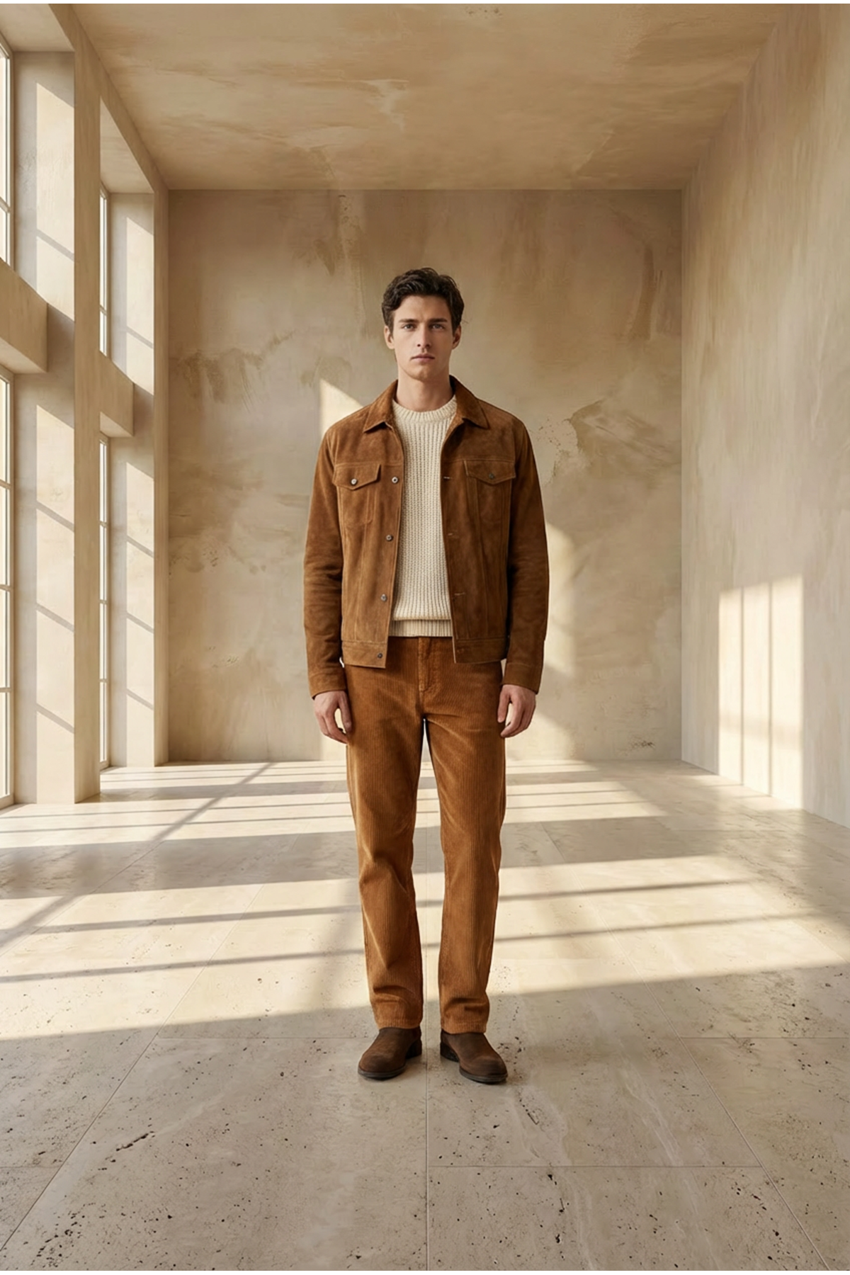 Мужские удобные брюки-карго светло-коричневого цвета