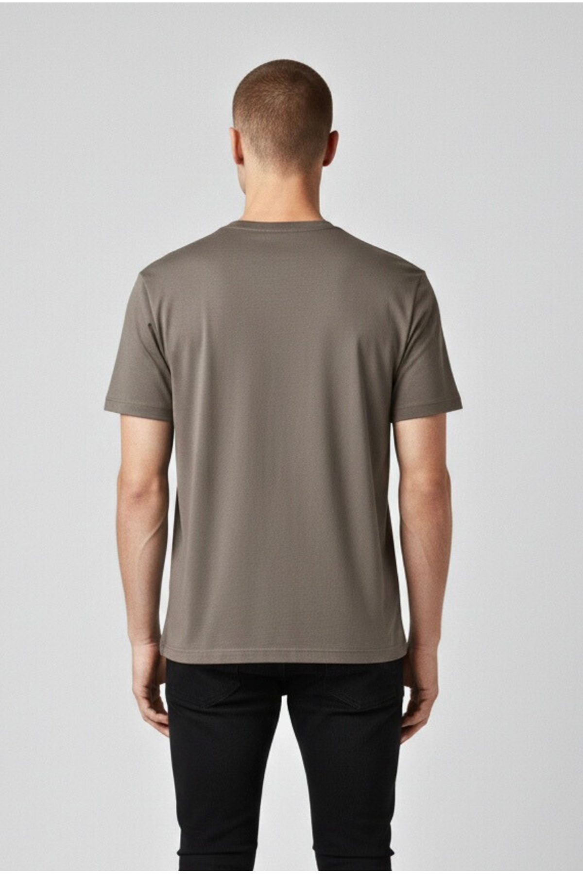 Erkek Vizon Regular Fit Yumuşak Doku Basic Modal Penye Tişört