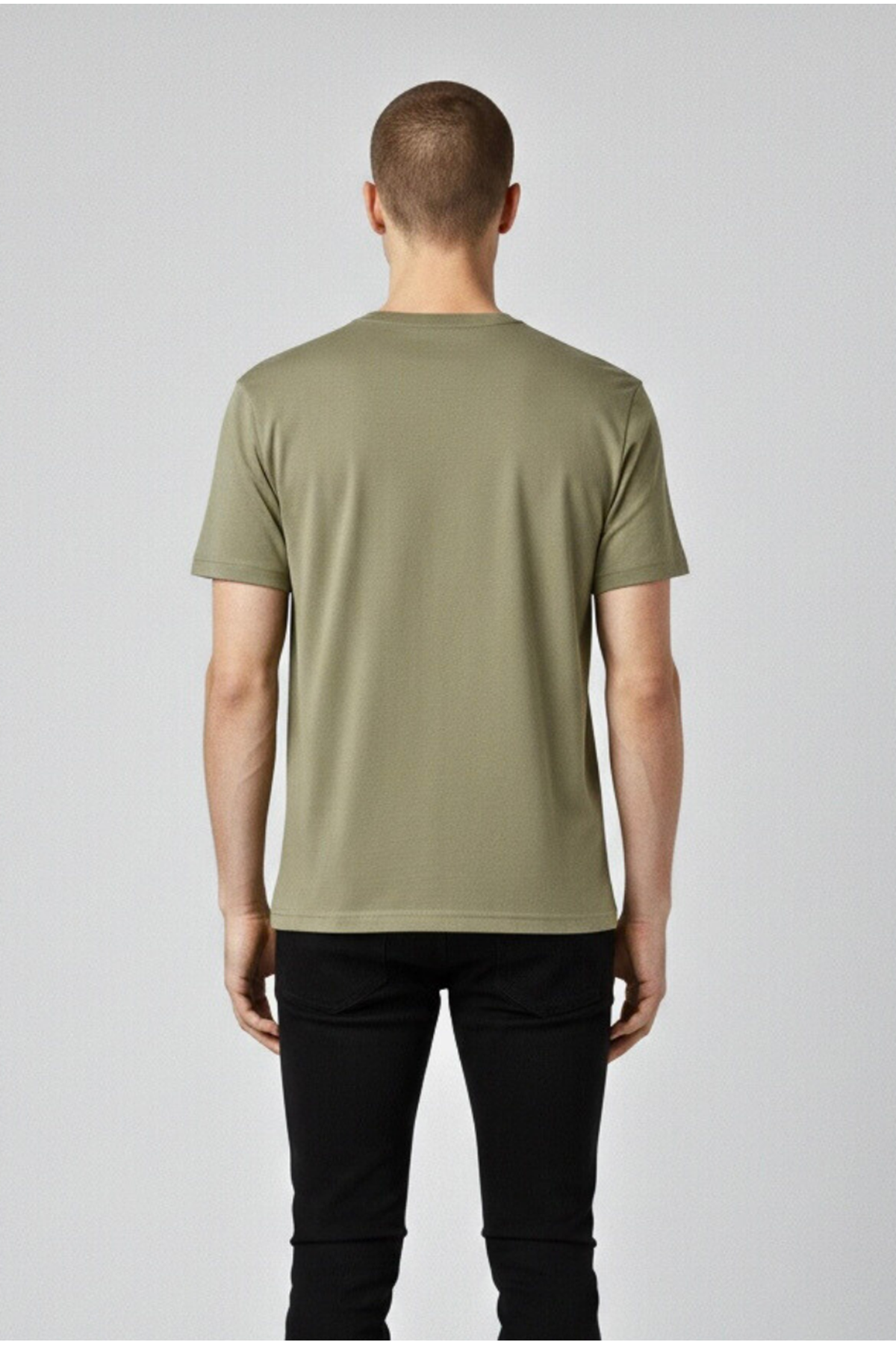 Erkek Haki Regular Fit Yumuşak Doku Basic Modal Penye Tişört