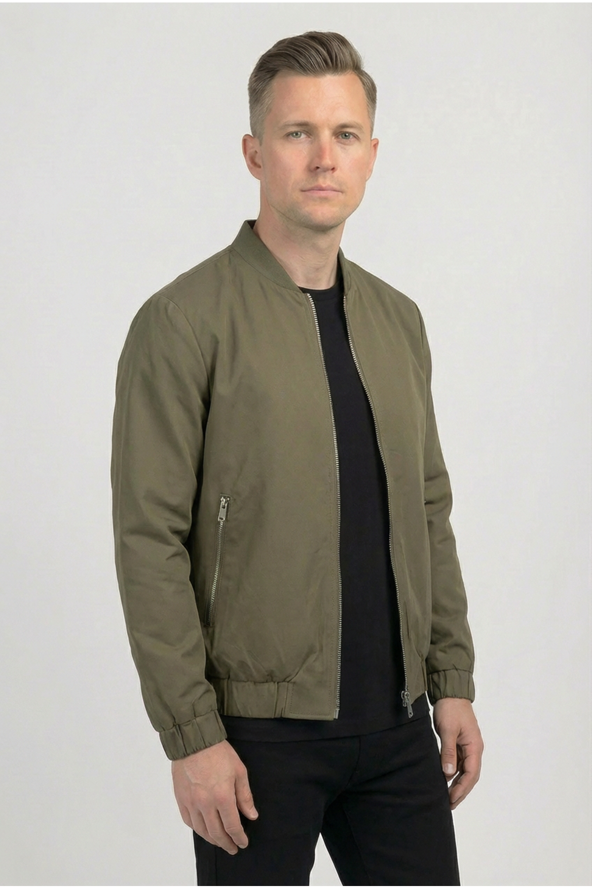 Erkek Regular Fit  Teknik Kumaş Mevsimlik Haki Pİlot Mont 