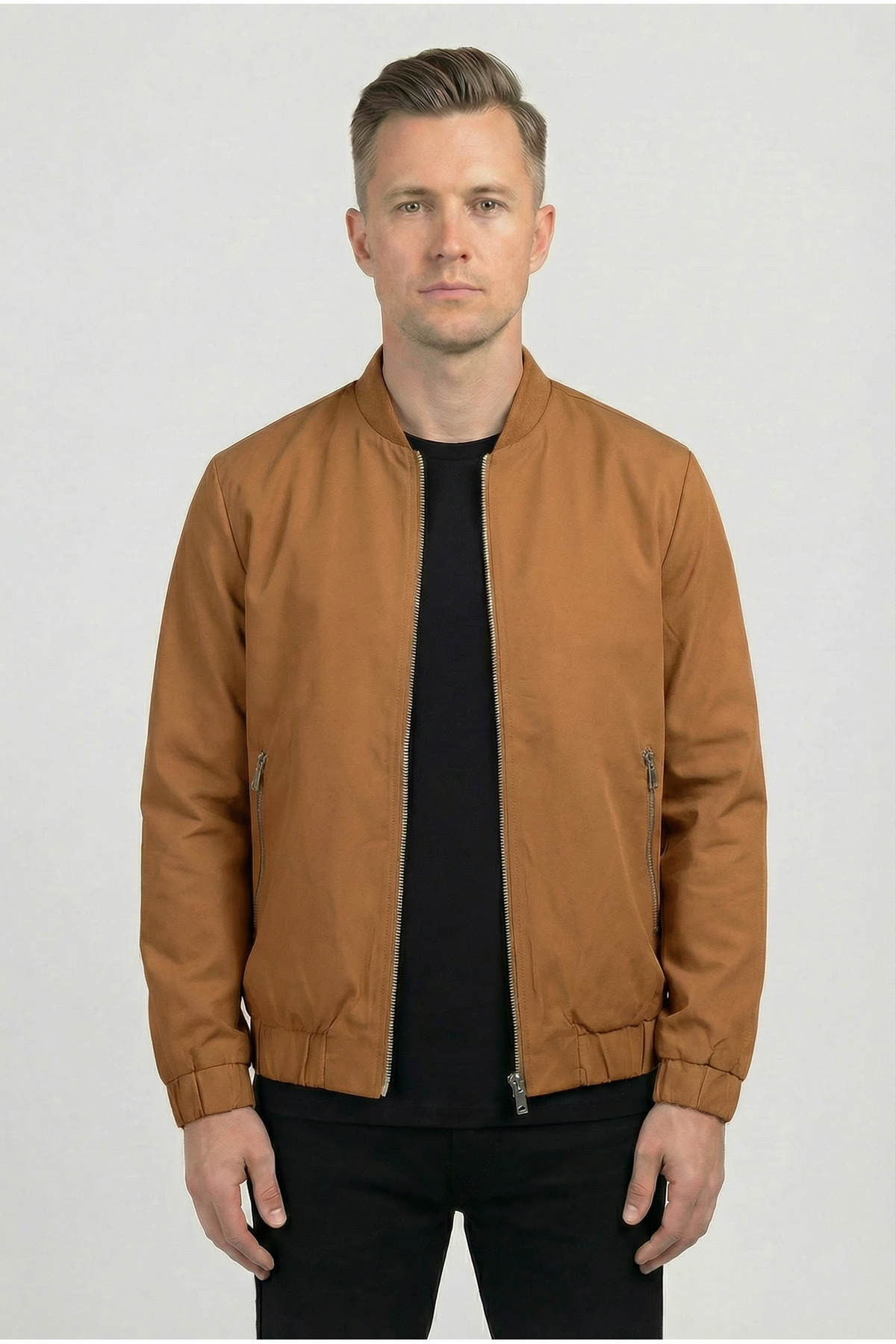 Erkek Regular Fit  Teknik Kumaş Mevsimlik Taba Pilot Mont  