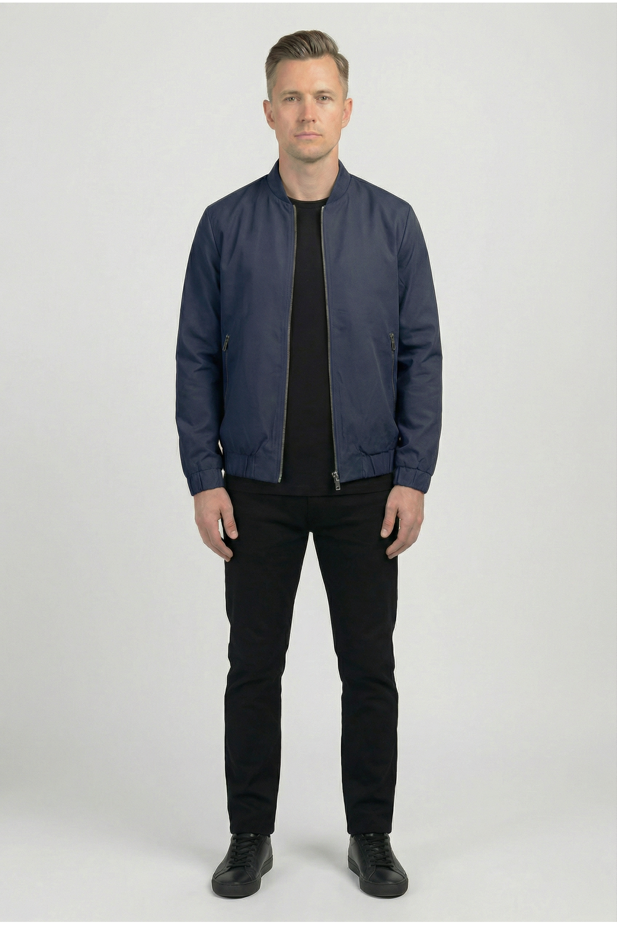 Erkek Regular Fit  Teknik Kumaş Mevsimlik Lacivert Pilot Mont