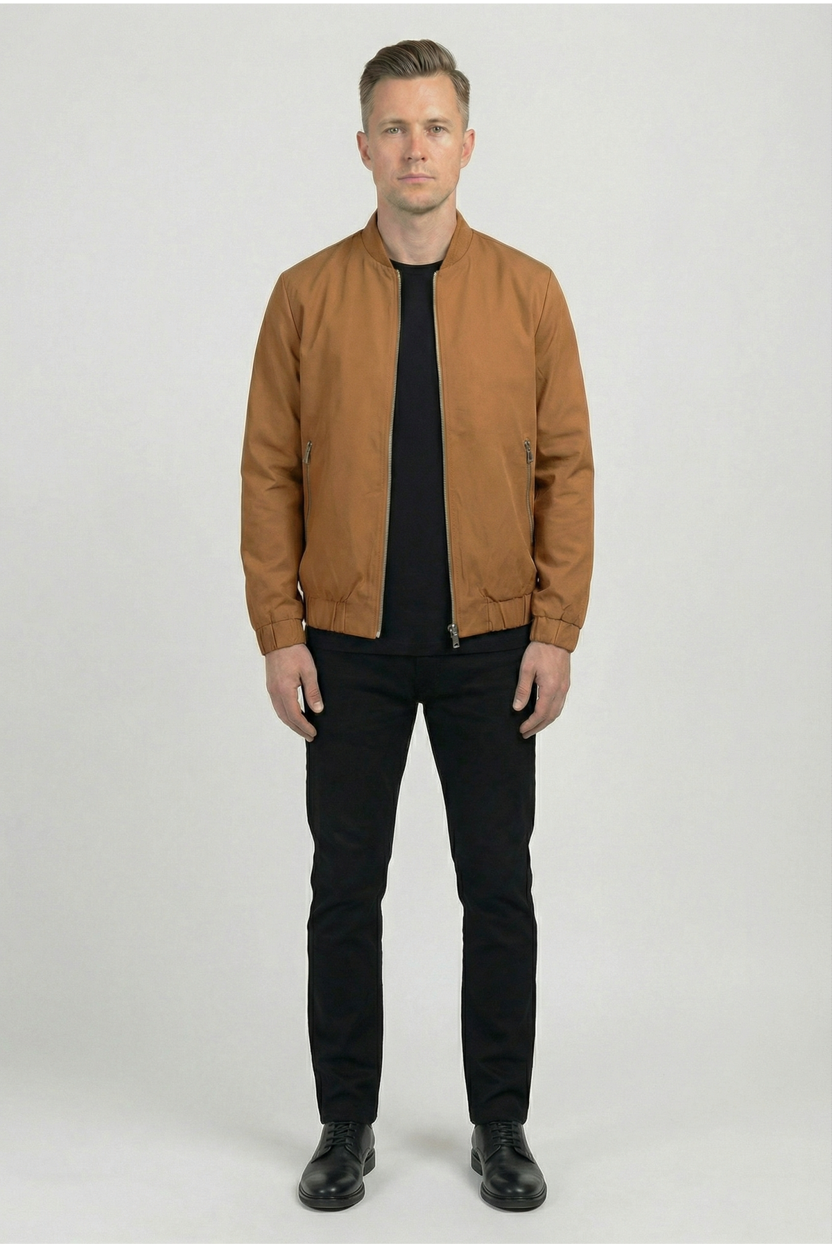 Erkek Regular Fit  Teknik Kumaş Mevsimlik Taba Pilot Mont  