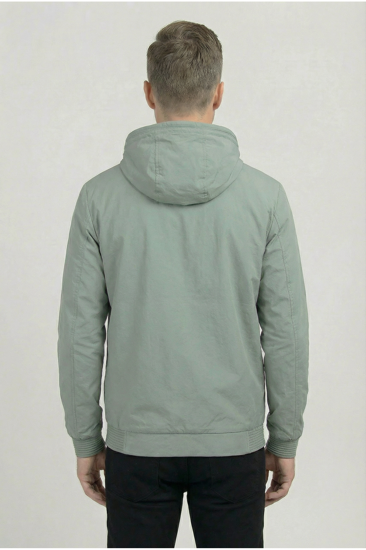 Мужская джинсовая куртка-бомбер оверсайз цвета хаки, стираная модель на молнии