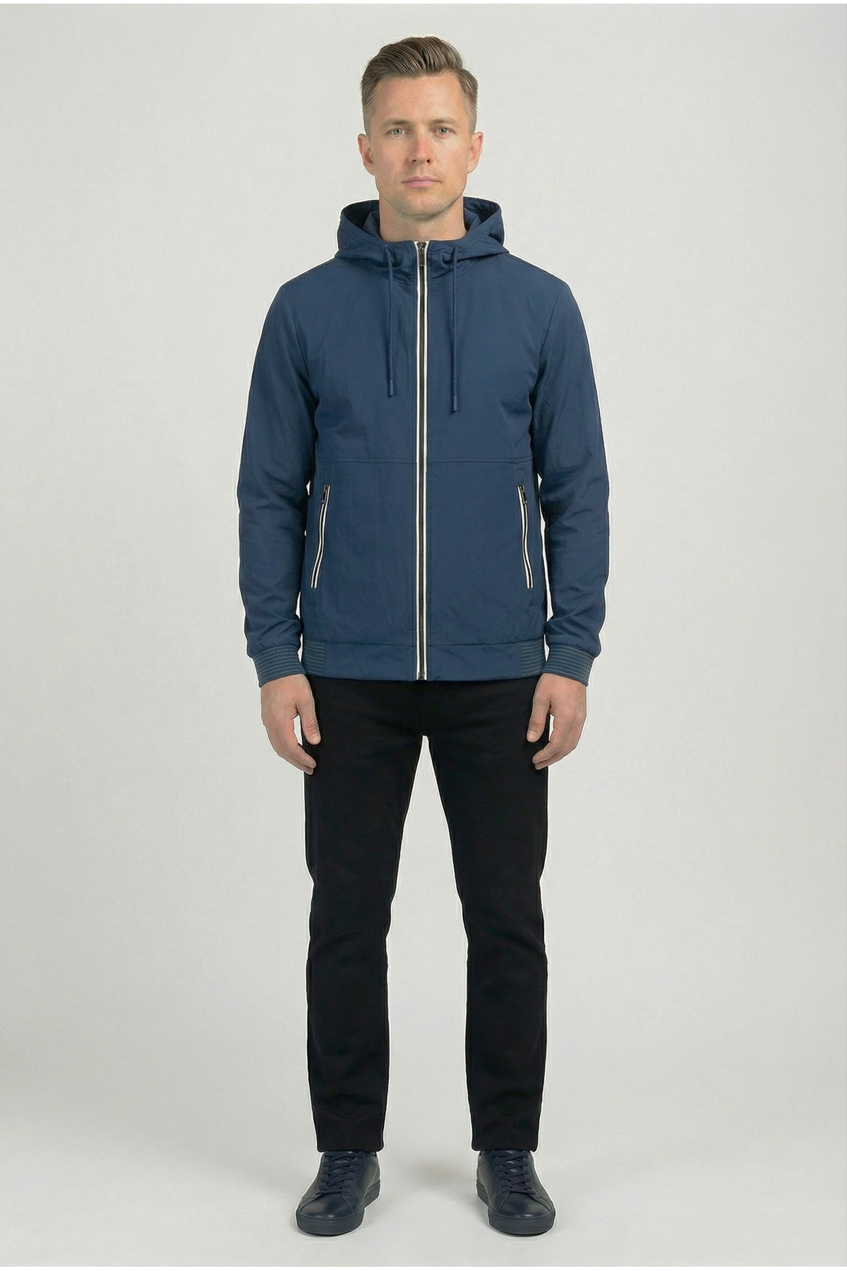 Мужская джинсовая куртка-бомбер оверсайз цвета хаки, стираная модель на молнии