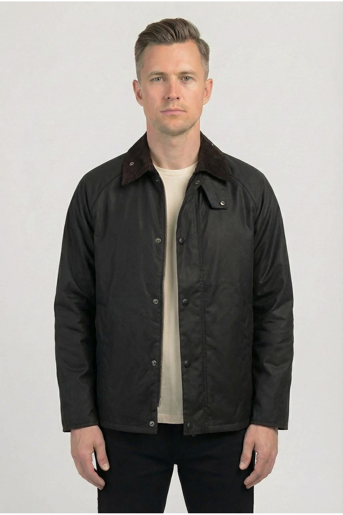 Erkek Regular Fit  Fermuarlı Çıtçıtlı Trench Siyah Ceket