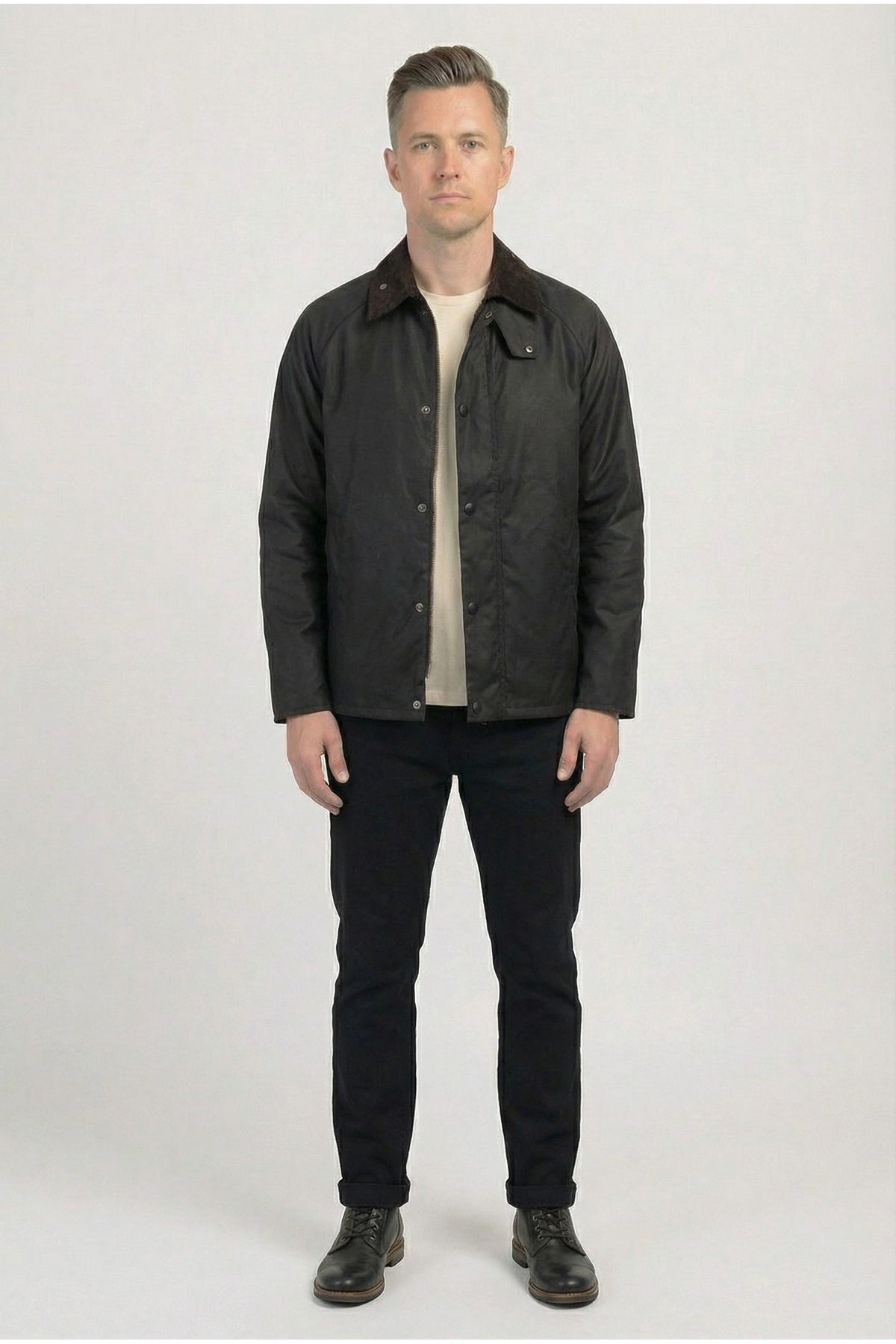 Erkek Regular Fit  Fermuarlı Çıtçıtlı Trench Siyah Ceket