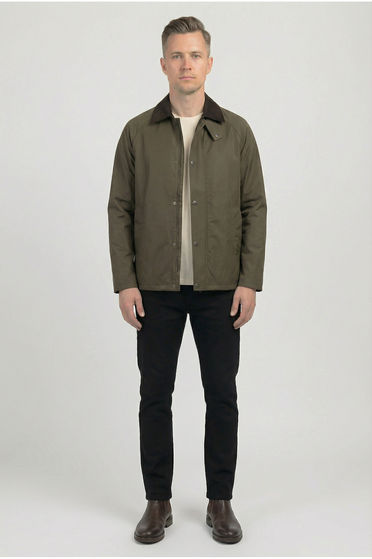 Erkek Regular Fit  Fermuarlı Çıtçıtlı Trench Haki Ceket 