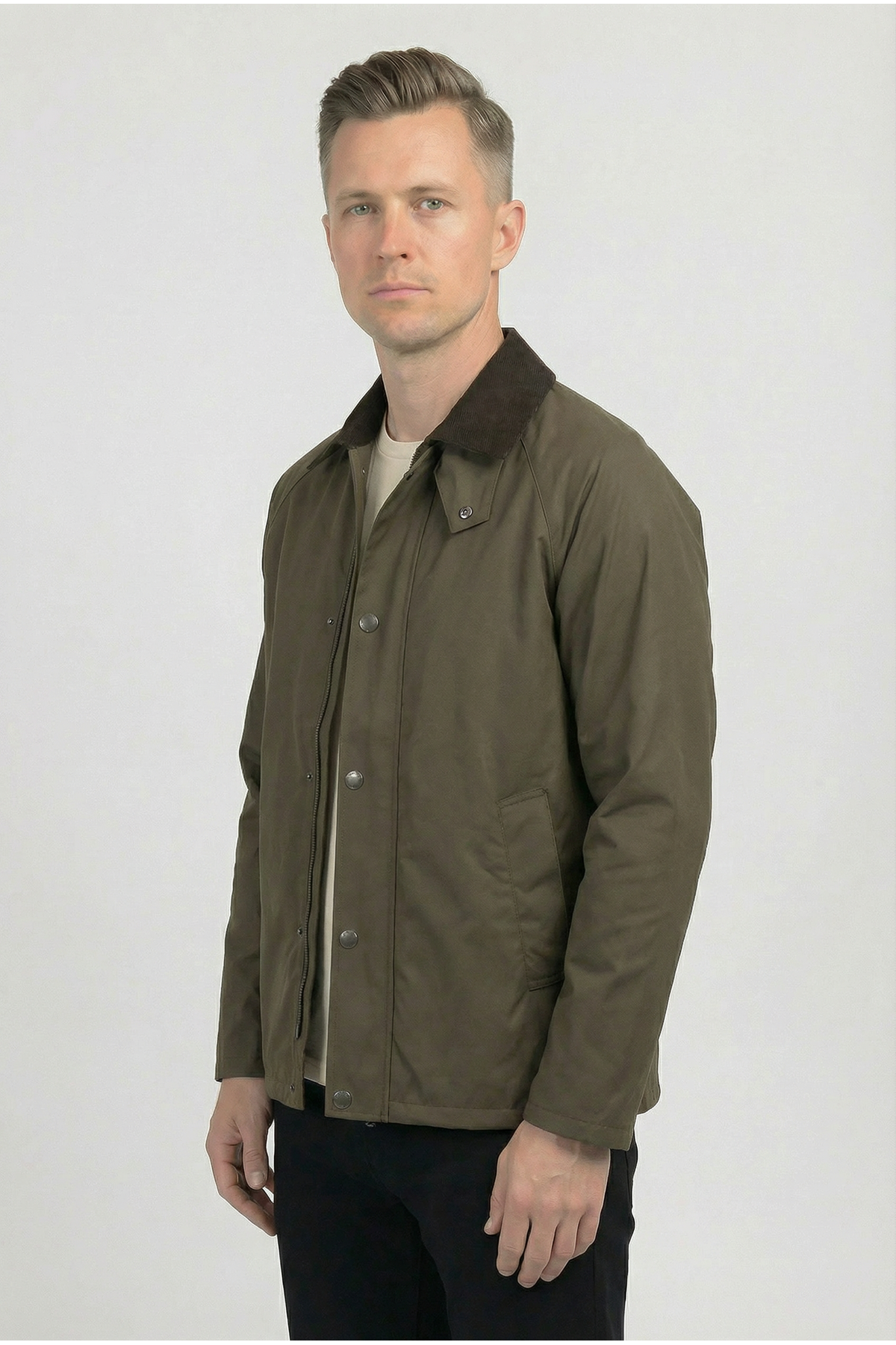 Erkek Regular Fit  Fermuarlı Çıtçıtlı Trench Haki Ceket 