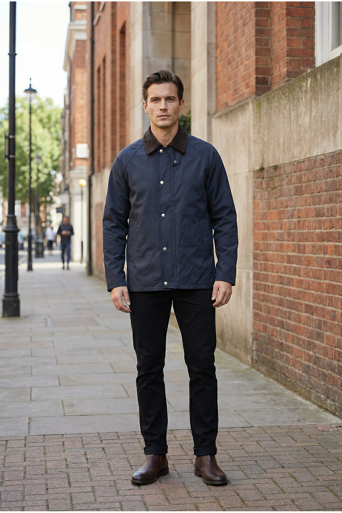 Erkek Regular Fit  Fermuarlı Çıtçıtlı Trench Lacivert Ceket