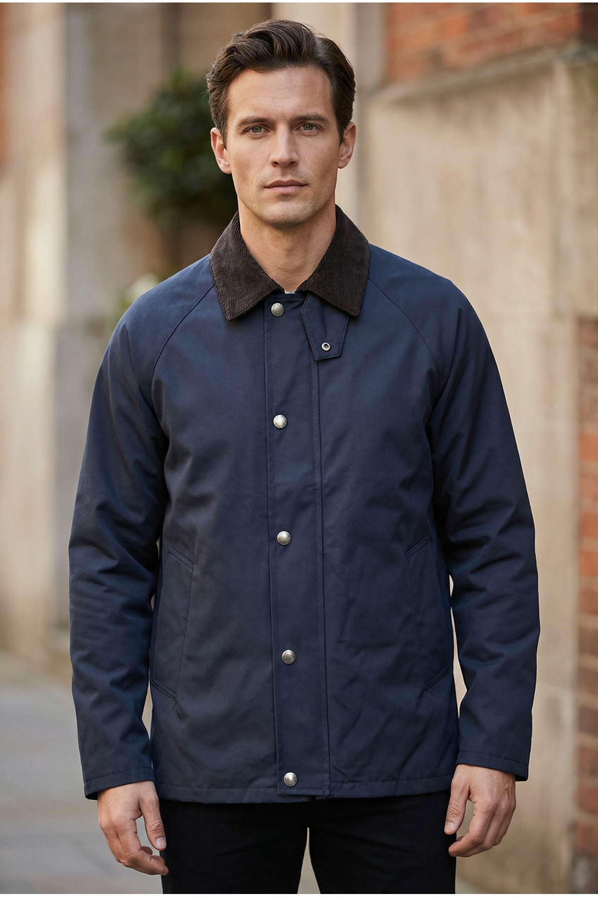 Erkek Regular Fit  Fermuarlı Çıtçıtlı Trench Lacivert Ceket