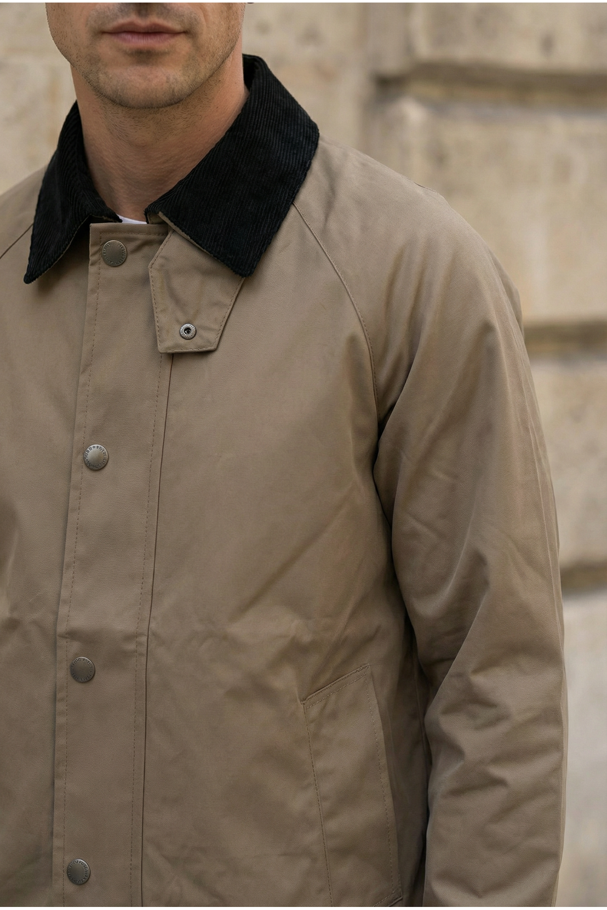 Erkek Regular Fit  Fermuarlı Çıtçıtlı Trench Vizon Ceket 