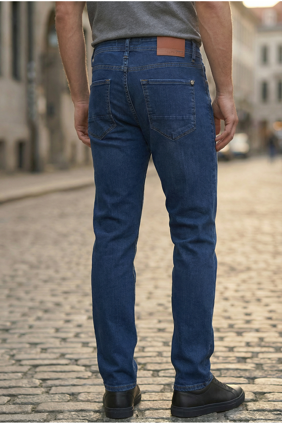 Erkek Mavi Klasik Kesim Pamuklu Esnek Jean Kot Denim Pantolon