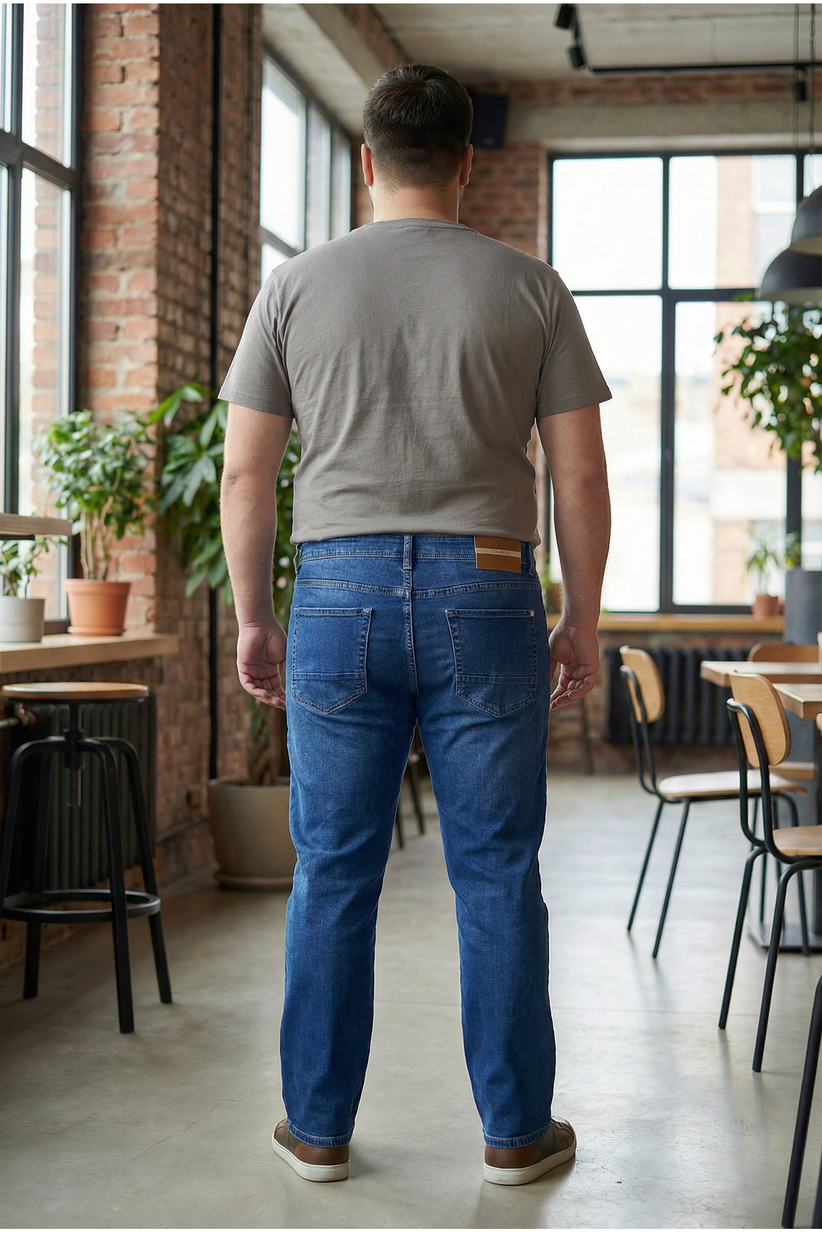  Erkek Likralı Esnek Mavi Battal Kot Pantolon