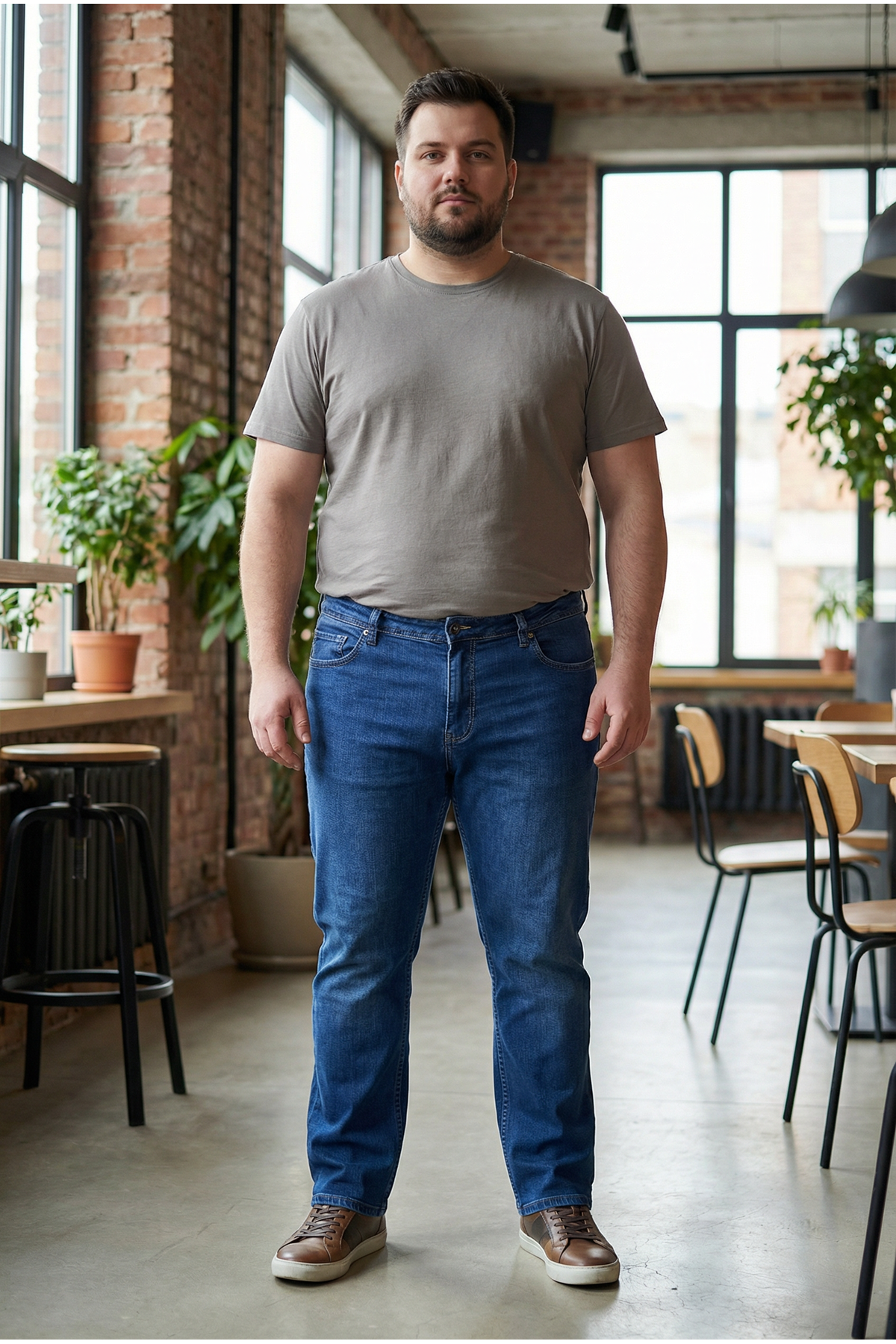  Erkek Likralı Esnek Mavi Battal Beden Kot Pantolon