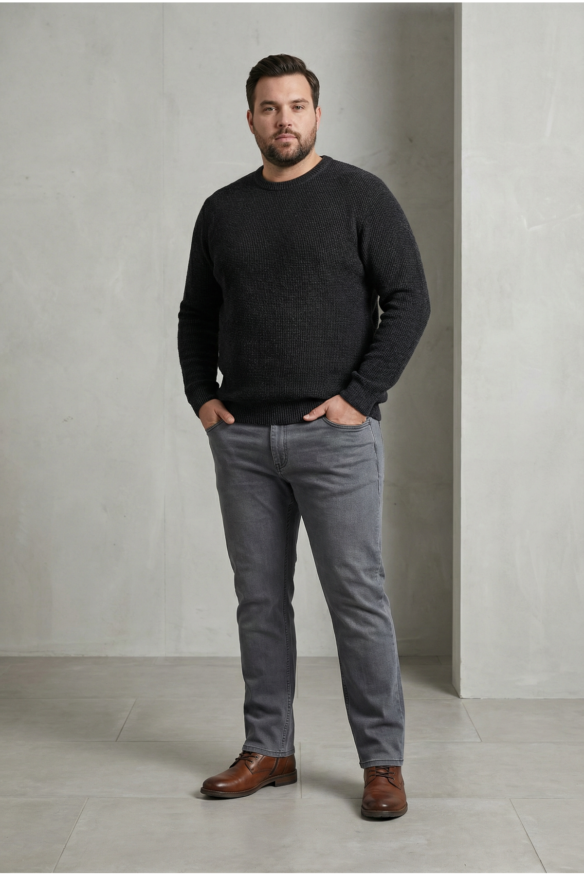  Erkek Likralı Esnek Mavi Antrasit Battal Kot Pantolon