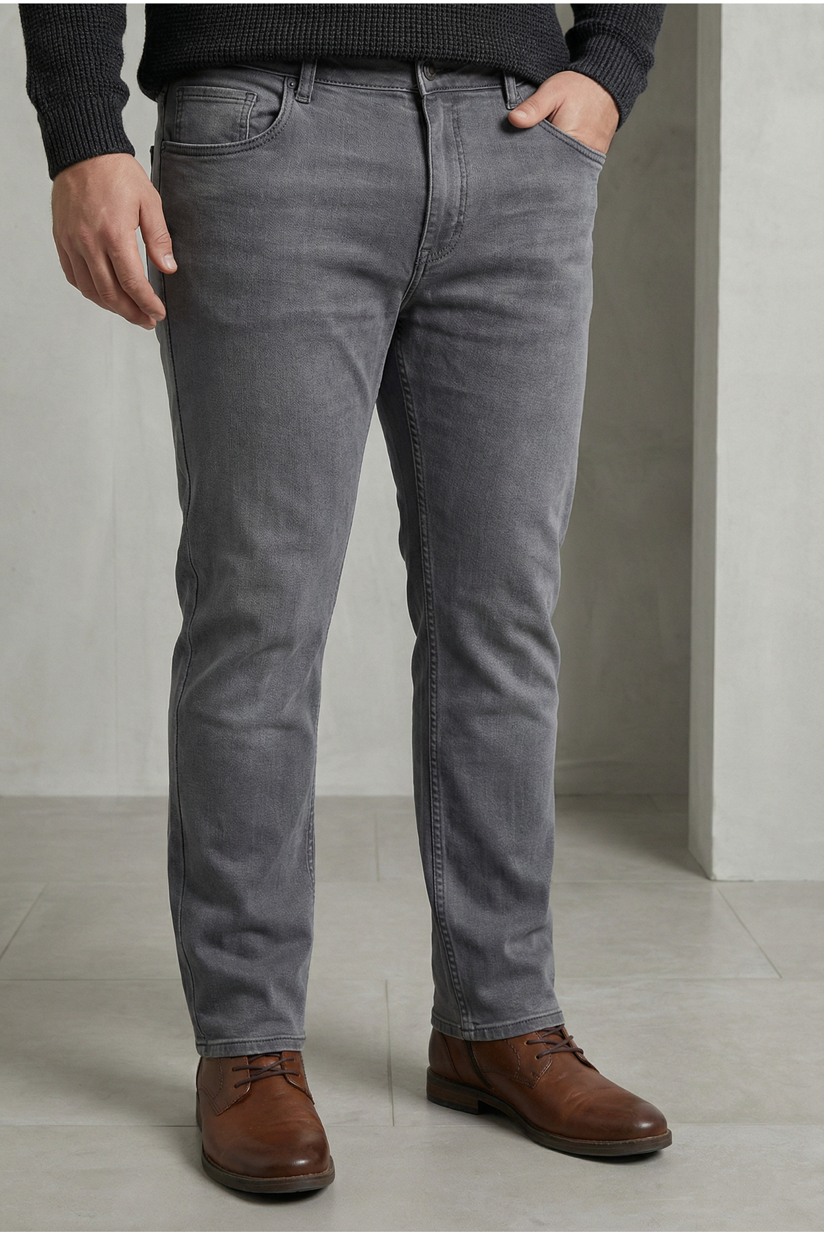  Erkek Likralı Esnek Mavi Antrasit Battal Kot Pantolon