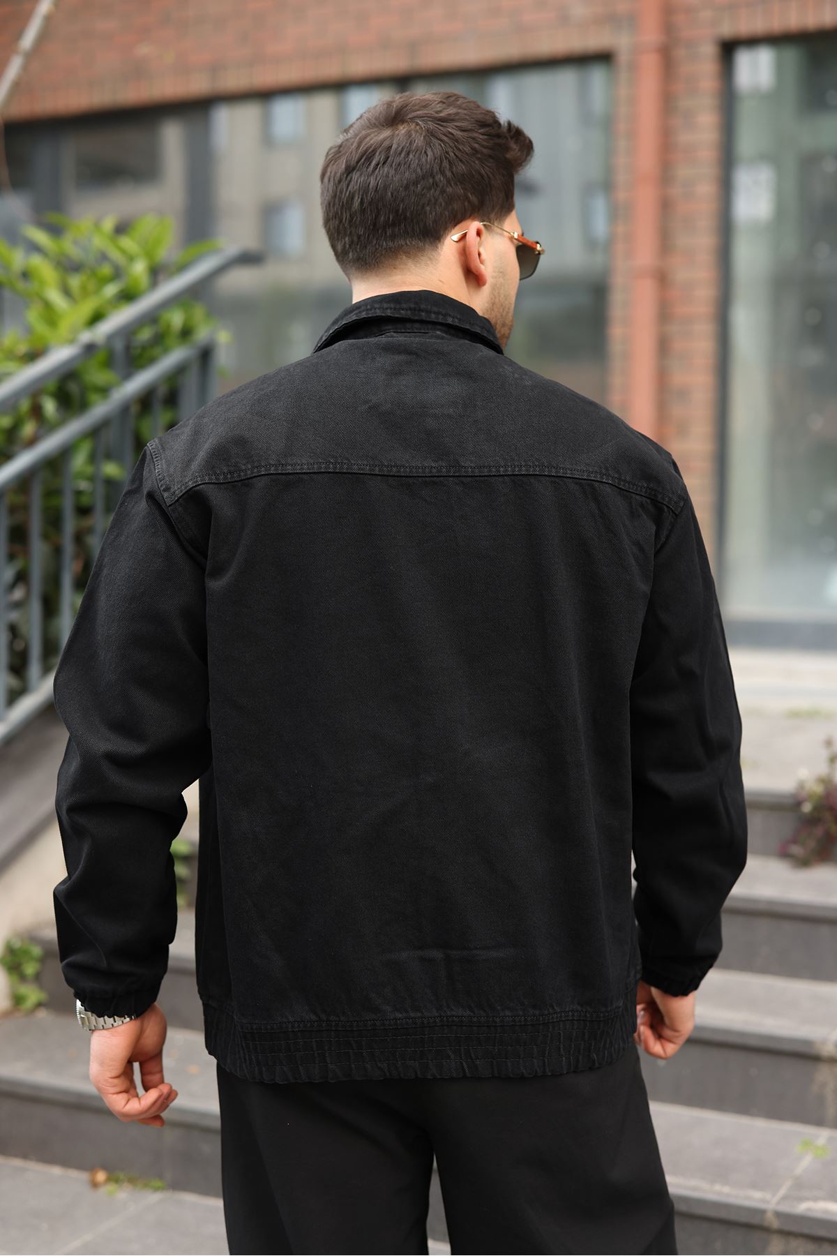 Мужская джинсовая куртка-бомбер оверсайз цвета хаки, стираная модель на молнии