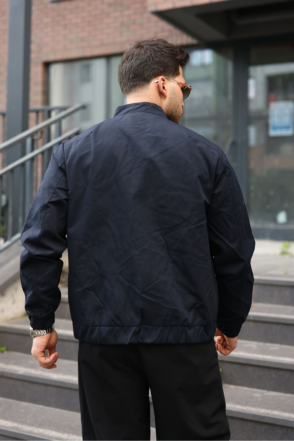 Erkek Regular Fit  Teknik Kumaş Mevsimlik Lacivert Pilot Mont
