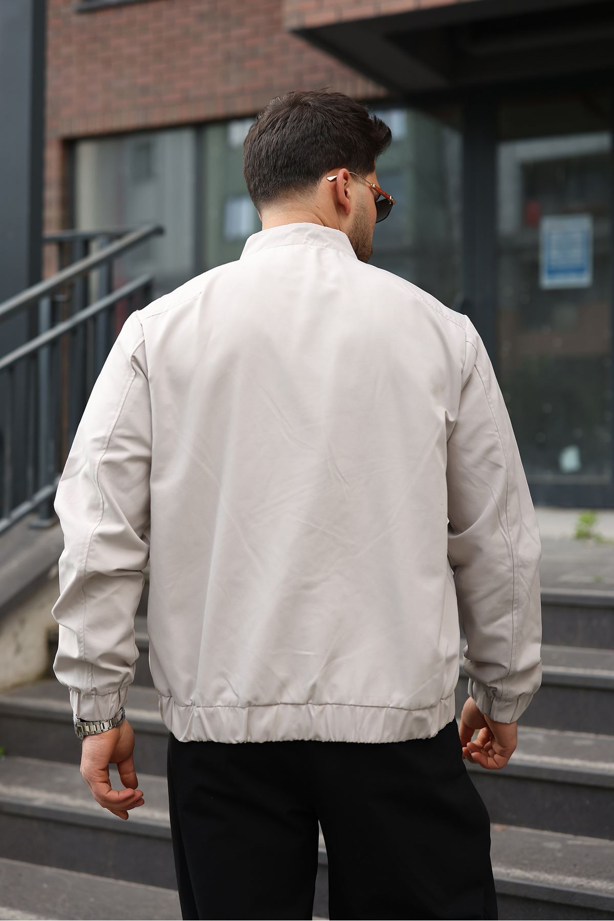 Erkek Regular Fit  Teknik Kumaş Mevsimlik Gri Pilot Mont 