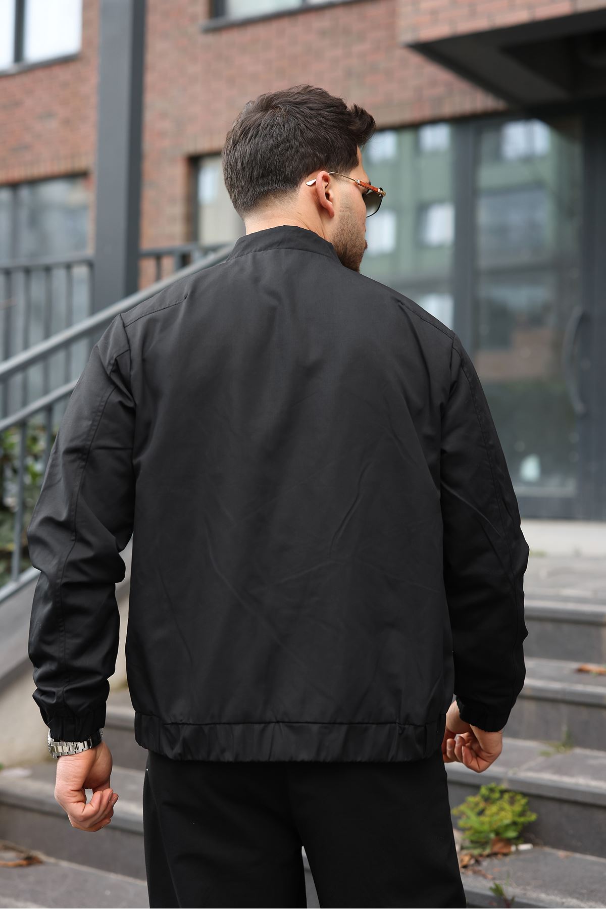Erkek Regular Fit  Teknik Kumaş Mevsimlik Siyah Pilot  Mont