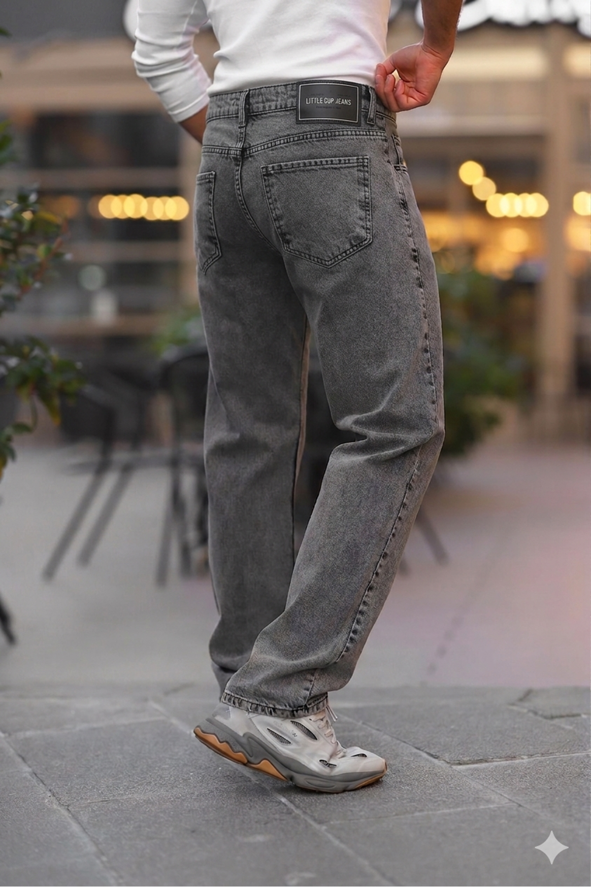  Erkek Antrasit Baggy Fit Rahat Kalıp Jean Pantolon 