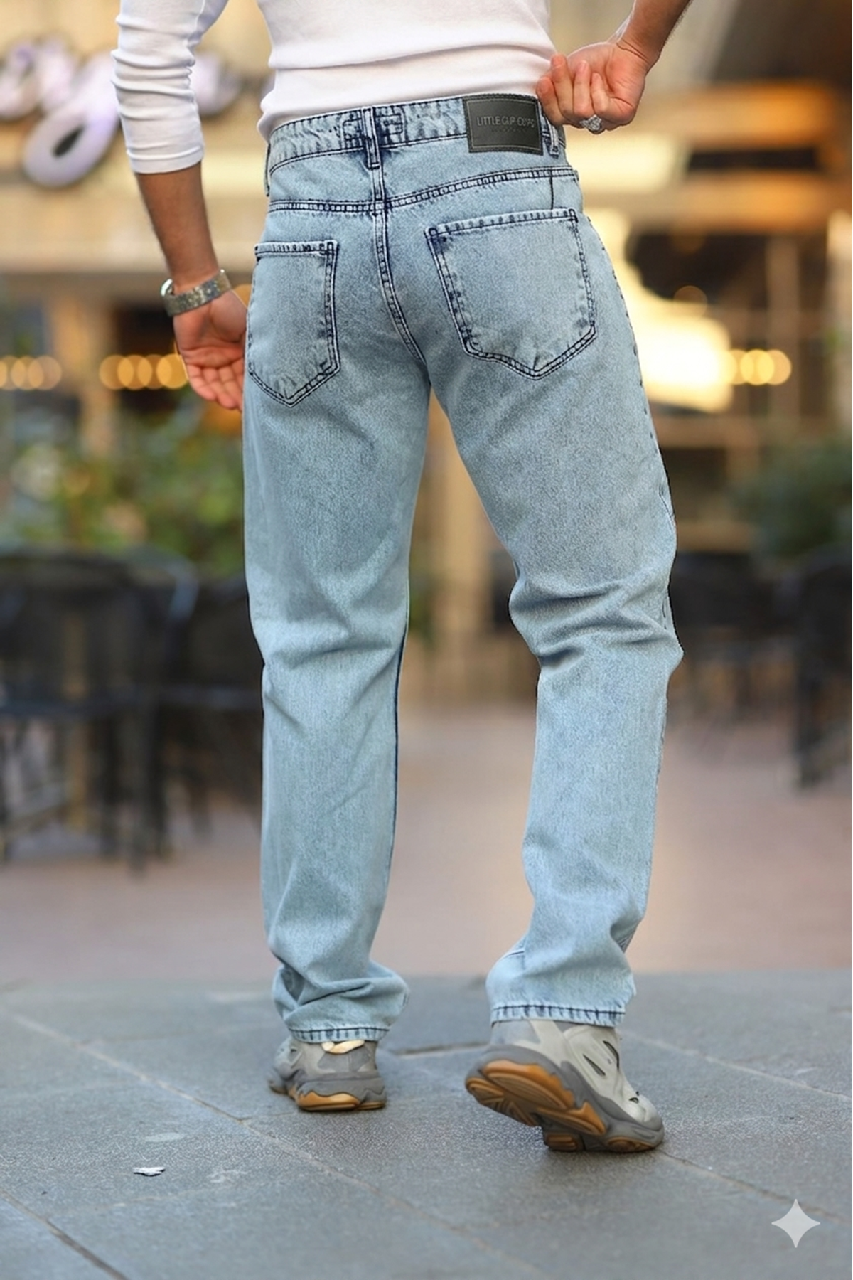  Erkek Kar Yıkama Baggy Fit Rahat Kalıp Jean Pantolon