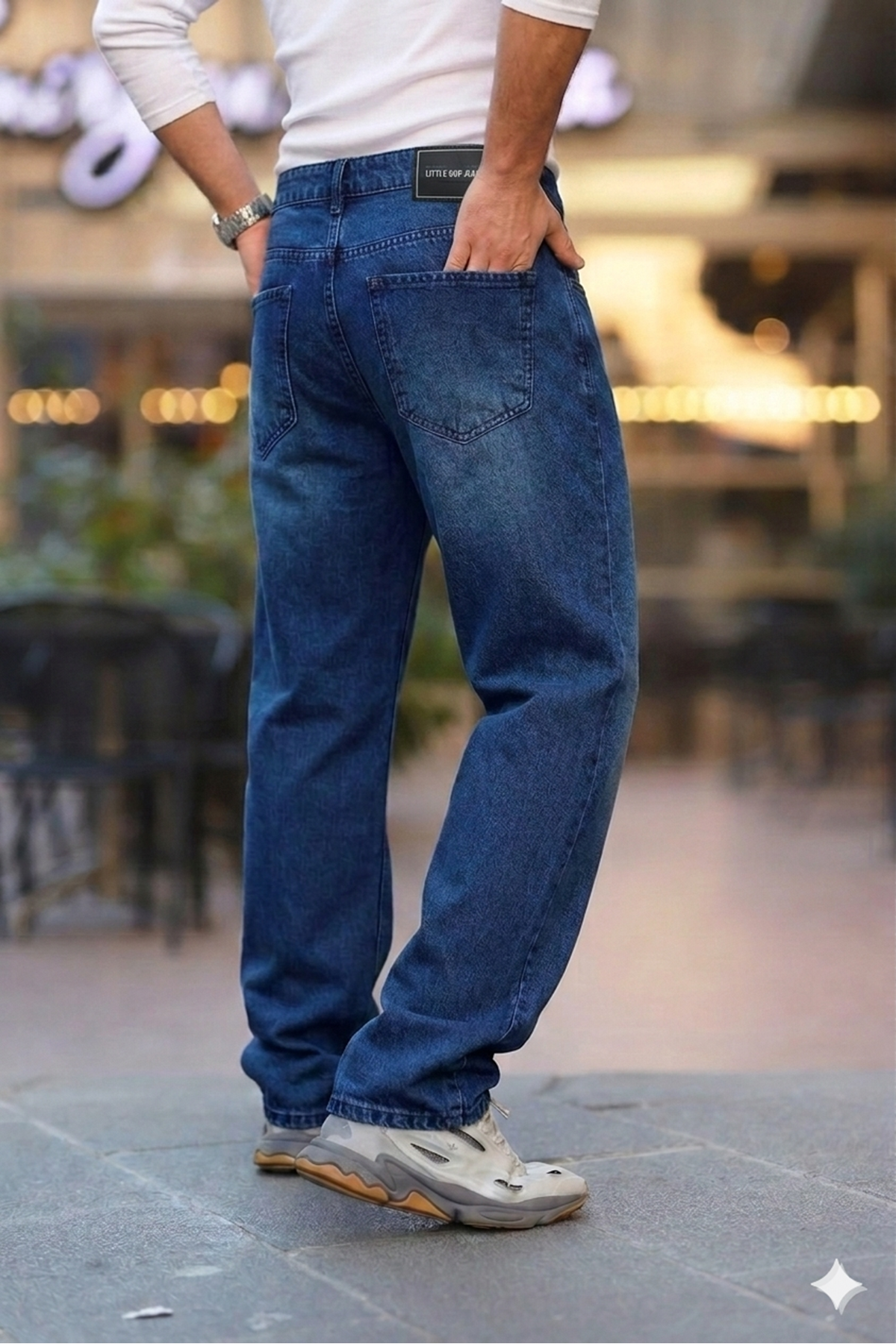  Erkek Mavi Rodeo Baggy Fit Rahat Kalıp Jean Pantolon 