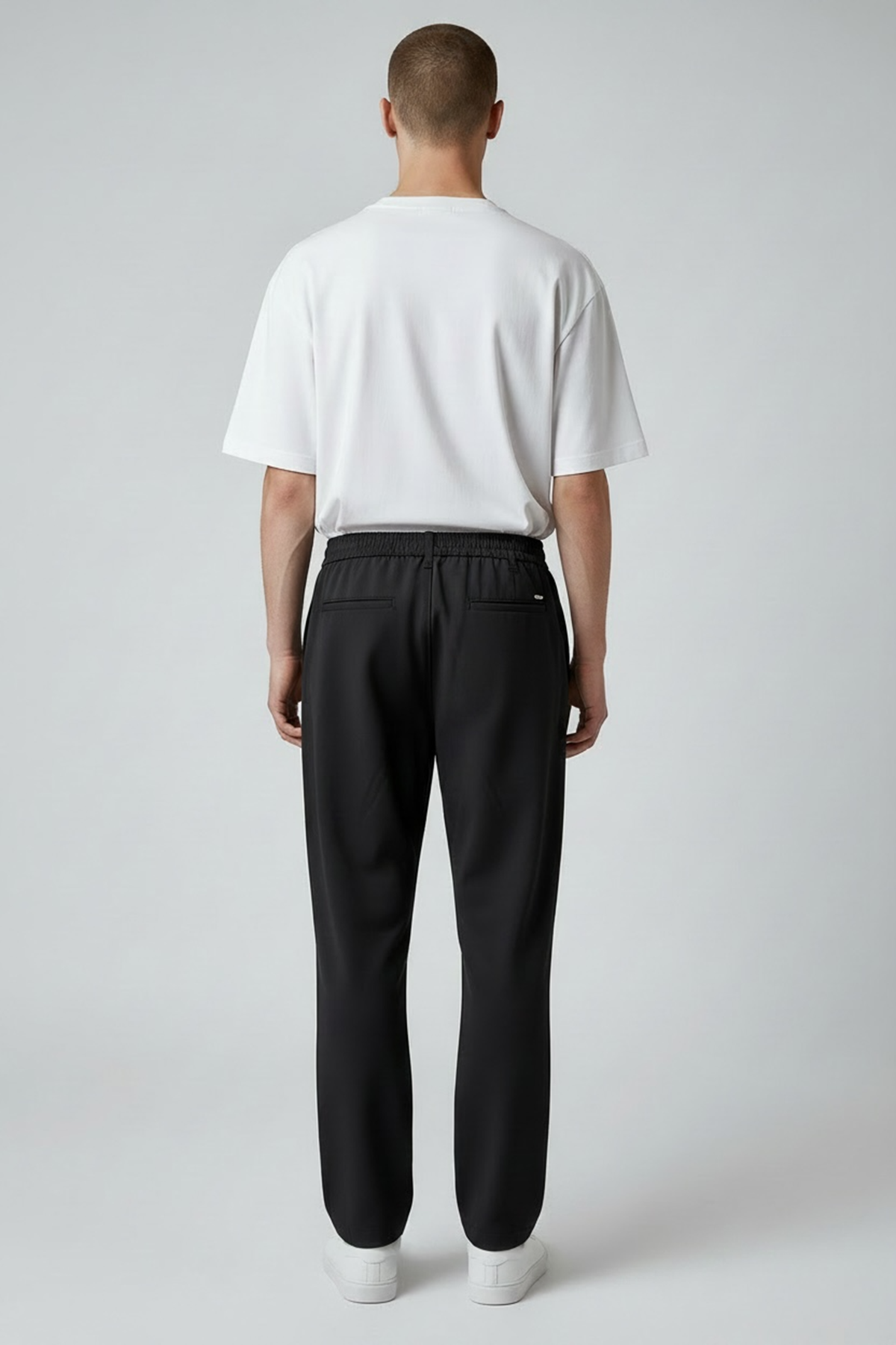  Erkek Siyah Baggy Fit Rahat Kalıp Beli lastikli Pantolon  