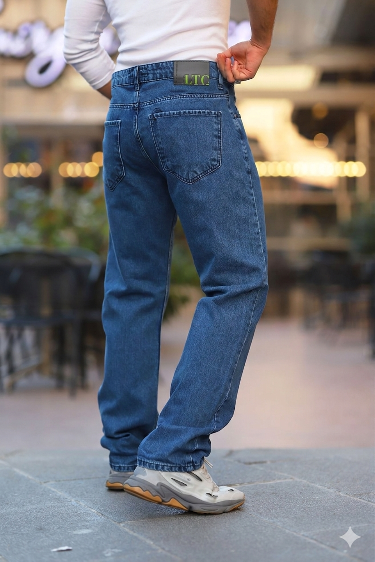  Erkek Mavi Baggy Fit Rahat Kalıp Jean Pantolon
