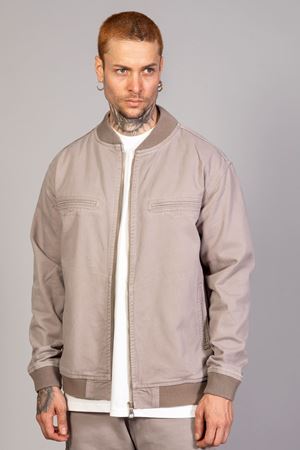 Erkek Vizon Oversize Fermuarlı  Motorcu Kot ceket