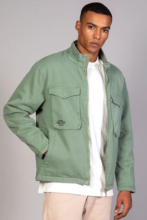 Erkek Mint Yeşili İçi Hafif Kapitone Oversize Kot Ceket