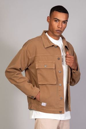 Erkek Taba Körüklü Cep Oversize Kot Ceket