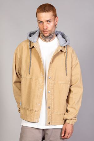 Мужская светло-коричневая джинсовая куртка оверсайз со съемным капюшоном