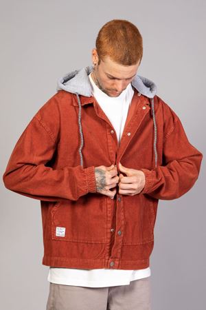 Мужская светло-коричневая джинсовая куртка оверсайз со съемным капюшоном