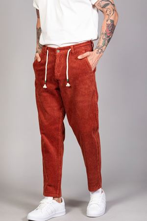  Erkek Kiremit Baggy Fit Rahat Kalıp Kadife Pantolon