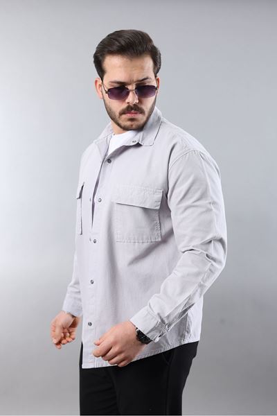 Erkek Relax Fıt Kalıp Pamuklu Taş Kot Gömlek 