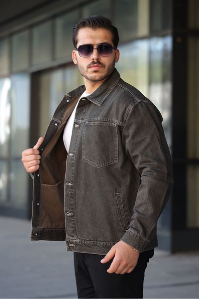 Erkek Regular Fit Düğmeli Vintage Kahve Kot Ceket 