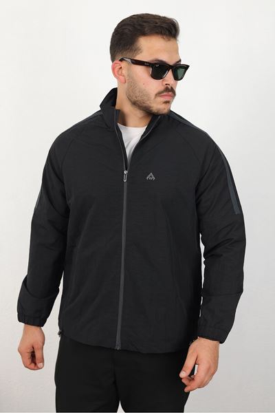 Erkek Relaxed Krinkıl Kumaş Baharlık & yağmurluk Siyah Ceket