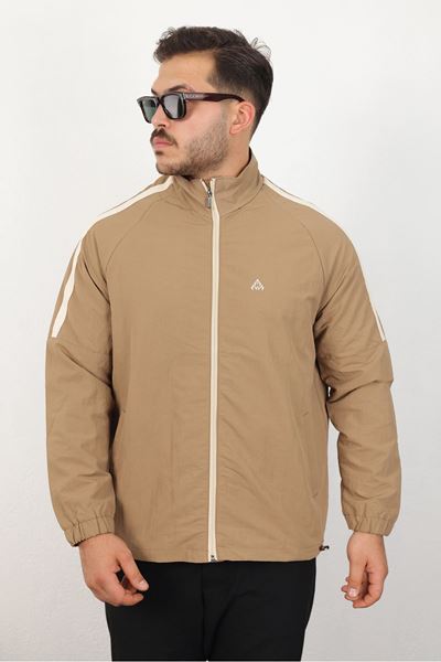 Erkek Relaxed Krinkıl Kumaş Baharlık & yağmurluk Vizon Ceket