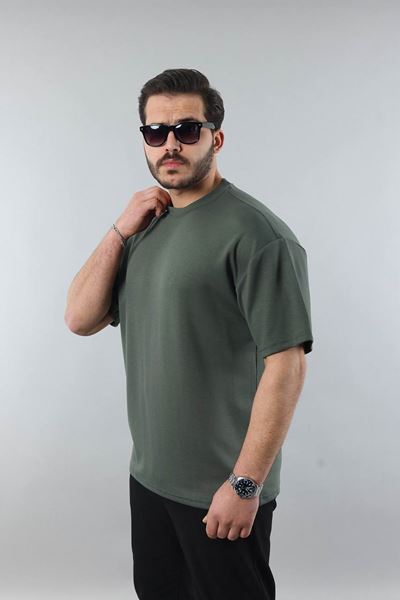 Erkek Yeşil Regular Fit Yumuşak Doku Basic Modal Penye Tişört