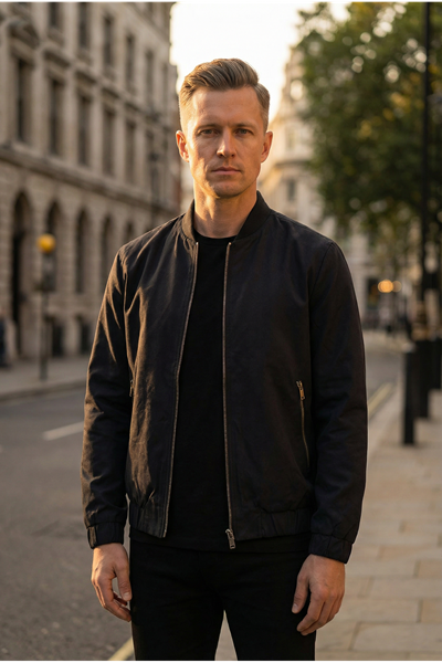 Erkek Regular Fit  Teknik Kumaş Mevsimlik Siyah Pilot  Mont