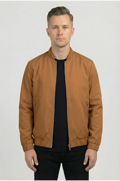 Erkek Regular Fit  Teknik Kumaş Mevsimlik Taba Pilot Mont  