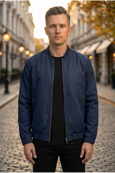Erkek Regular Fit  Teknik Kumaş Mevsimlik Lacivert Pilot Mont