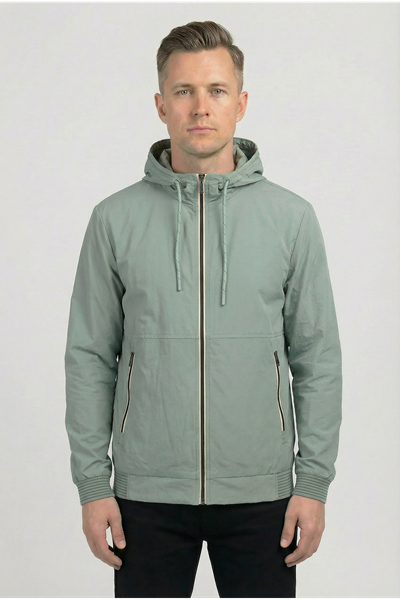 Мужская джинсовая куртка-бомбер оверсайз цвета хаки, стираная модель на молнии