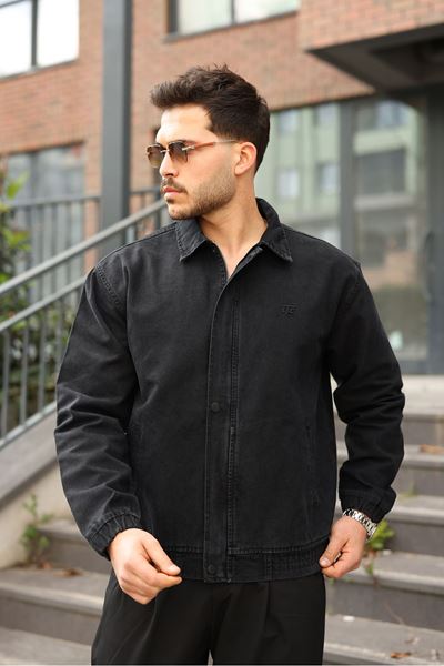 Мужская джинсовая куртка-бомбер оверсайз цвета хаки, стираная модель на молнии