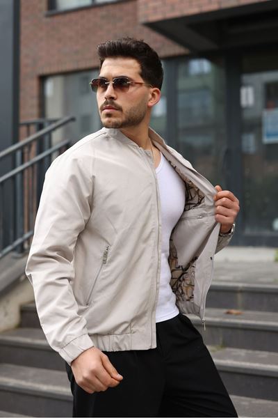 Erkek Regular Fit  Teknik Kumaş Mevsimlik Gri Pilot Mont 